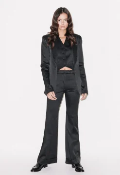 House of Holland Black Satin Tailored Flared Trouser