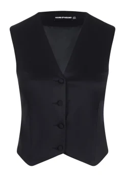 House of Holland Black Satin Tailored Waistcoat