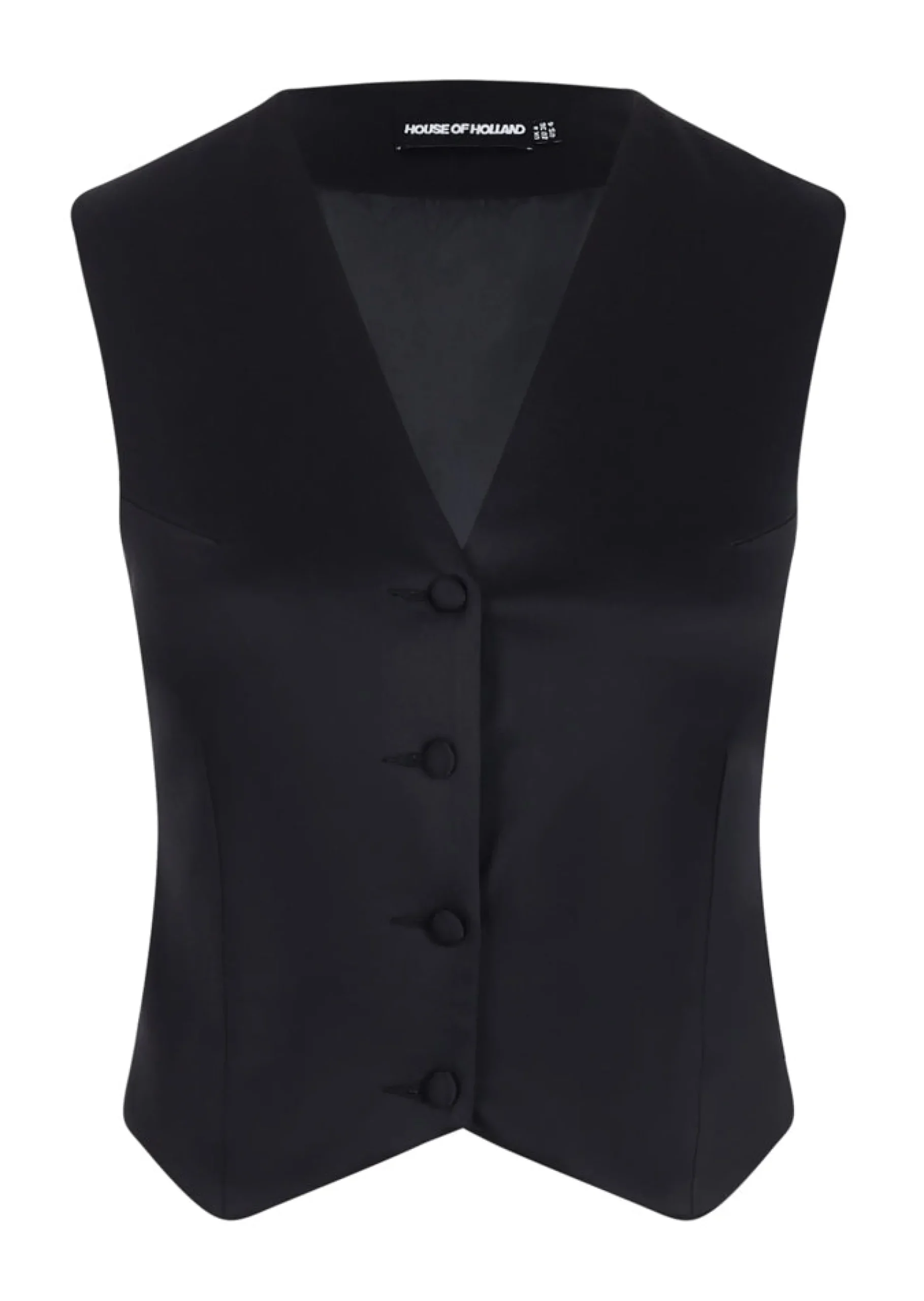 House of Holland Black Satin Tailored Waistcoat
