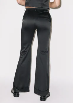 House of Holland Black Satin Tailored Flared Trouser