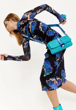 House Of Holland Blue Crossbody Bag With Purse