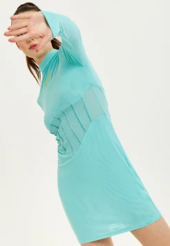 House of Holland Blue High Neck Corset Mini Dress