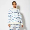 House of Holland Blue Ink Stripe Sweatshirt With Zip Detail