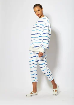 House of Holland Blue Ink Stripe Capri Style Joggers