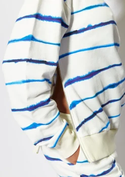 House of Holland Blue Ink Stripe Sweatshirt With Zip Detail