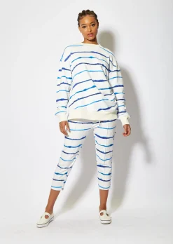 House of Holland Blue Ink Stripe Capri Style Joggers