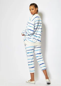 House of Holland Blue Ink Stripe Capri Style Joggers