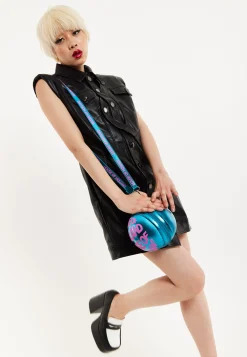 House of Holland Blue Metallic Sphere Crossbody Bag
