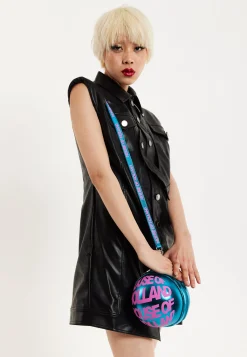 House of Holland Blue Metallic Sphere Crossbody Bag