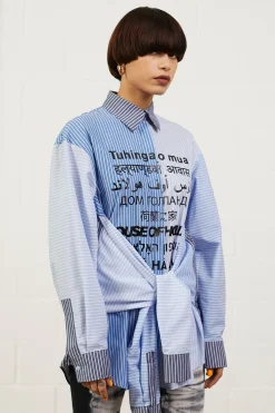 House of Holland Blue Multi-Lingual Stripe Shirt