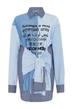 House of Holland Blue Multi-Lingual Stripe Shirt
