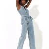 House of Holland Blue 90’s Look Denim Jumpsuit With A Belt And Tortois