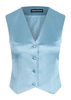 House of Holland Blue Satin Tailored Waistcoat