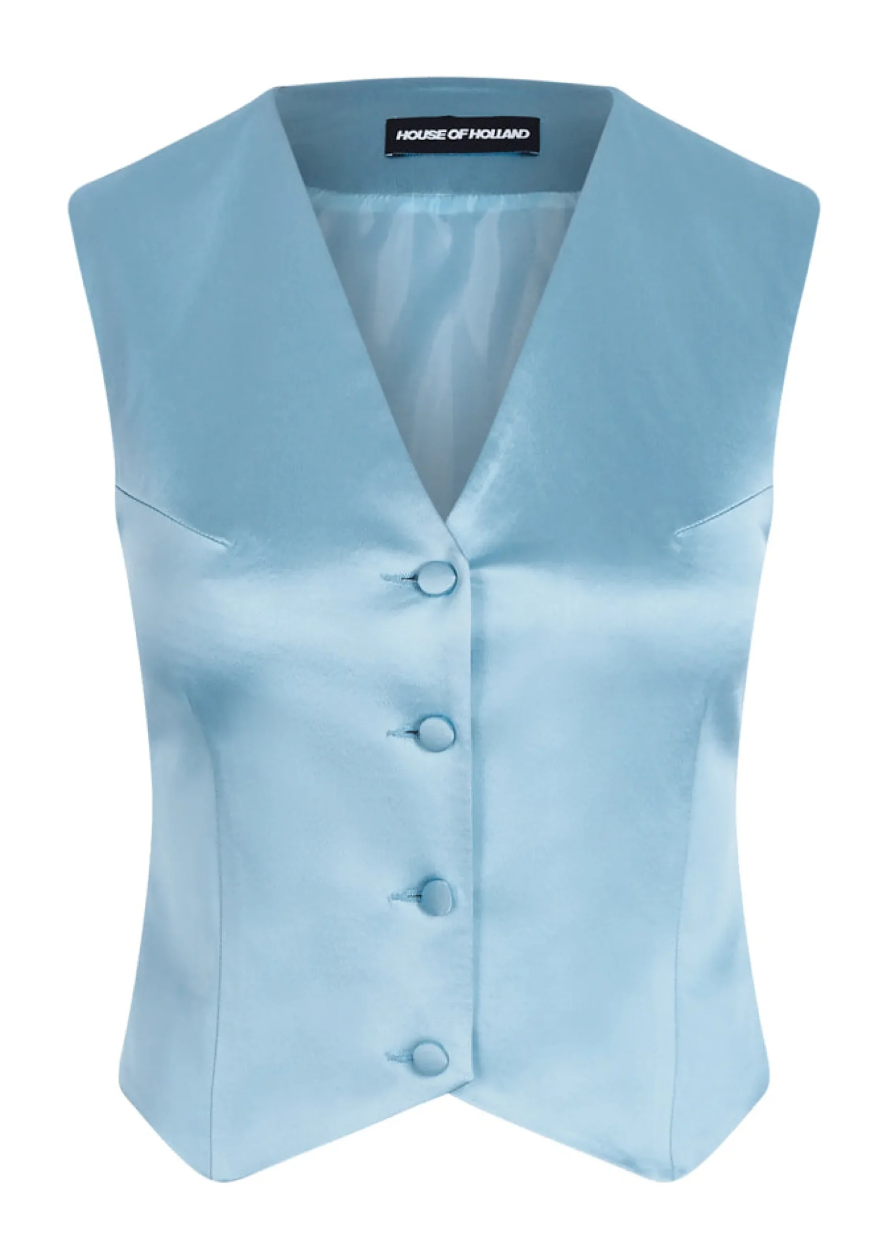 House of Holland Blue Satin Tailored Waistcoat