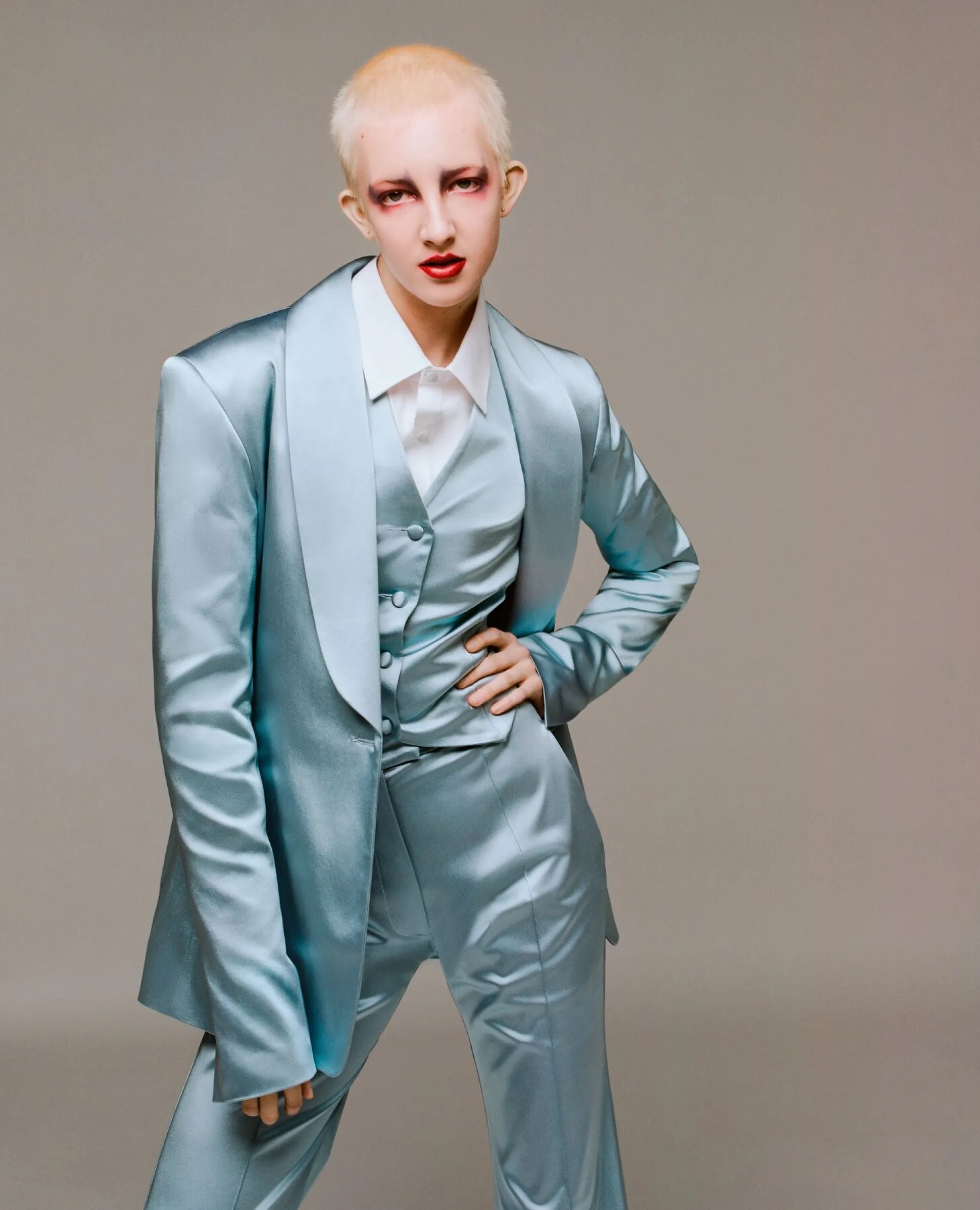 House of Holland Blue Satin Tailored Waistcoat