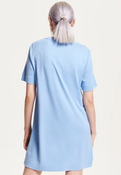 House of Holland Blue Tencel T-Shirt Dress With Logo Embroidery