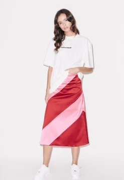 House of Holland Bright Panelled Satin Midi Skirt