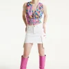 House Of Holland Cargo Pocket Denim Mini Skirt In White