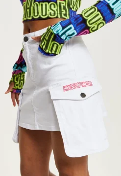 House Of Holland Cargo Pocket Denim Mini Skirt In White