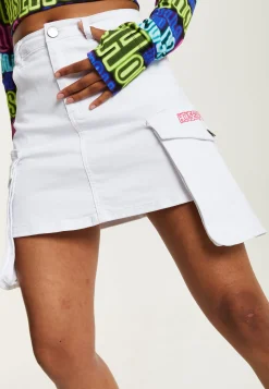 House Of Holland Cargo Pocket Denim Mini Skirt In White