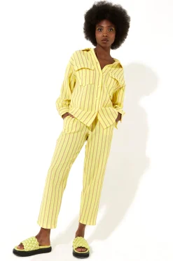 House of Holland Casual Stripe Suit Oversized Shirt in Yellow