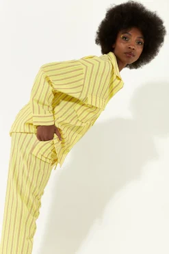 House of Holland Casual Stripe Suit Oversized Shirt in Yellow