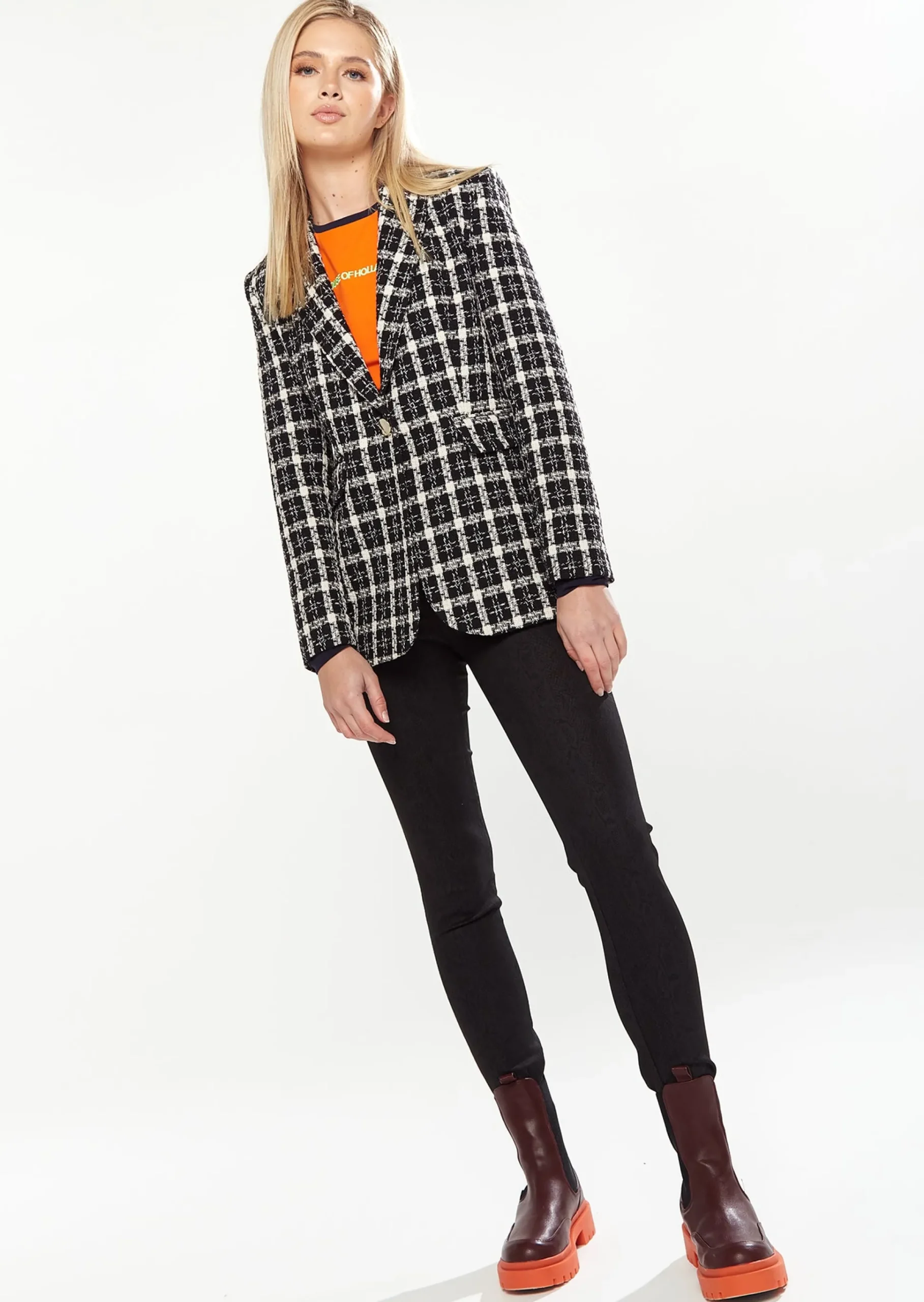 House of Holland Checked Blazer in Black&White