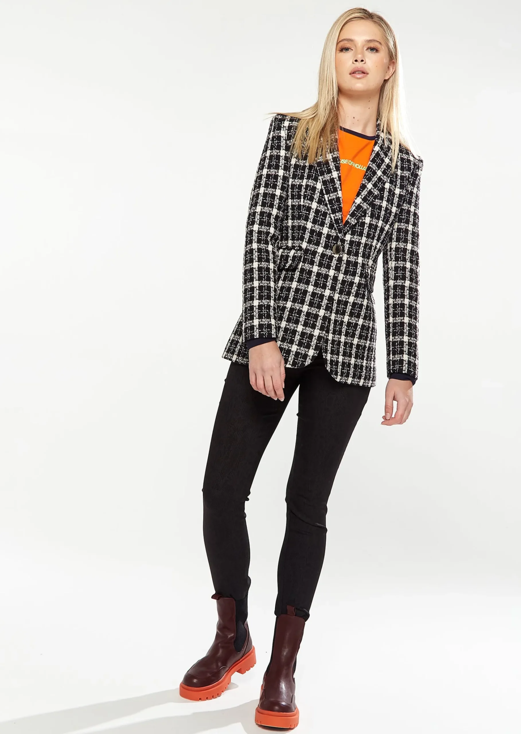 House of Holland Checked Blazer in Black&White