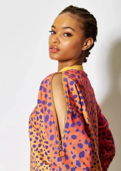 House of Holland Cheetah Print Zip Arm Sweatshirt