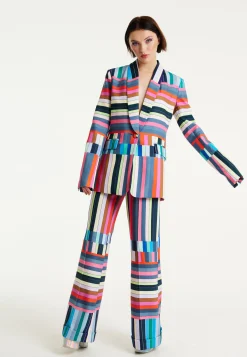 House of Holland Colour Bar Print Wide Leg Trousers