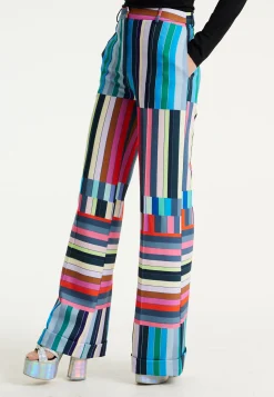 House of Holland Colour Bar Print Wide Leg Trousers