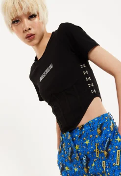 House Of Holland Corset Crop Top In Black