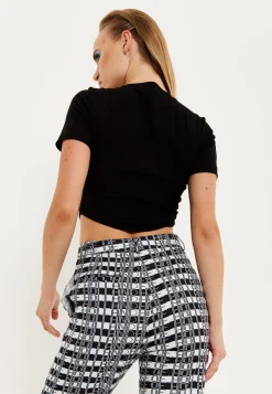 House Of Holland Corset Crop Top In Black