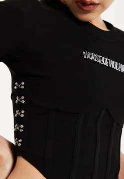 House Of Holland Corset Crop Top In Black