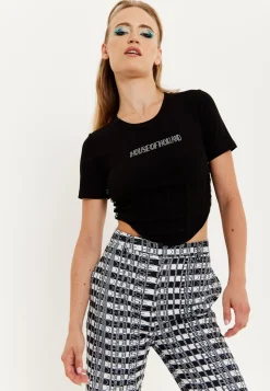 House Of Holland Corset Crop Top In Black