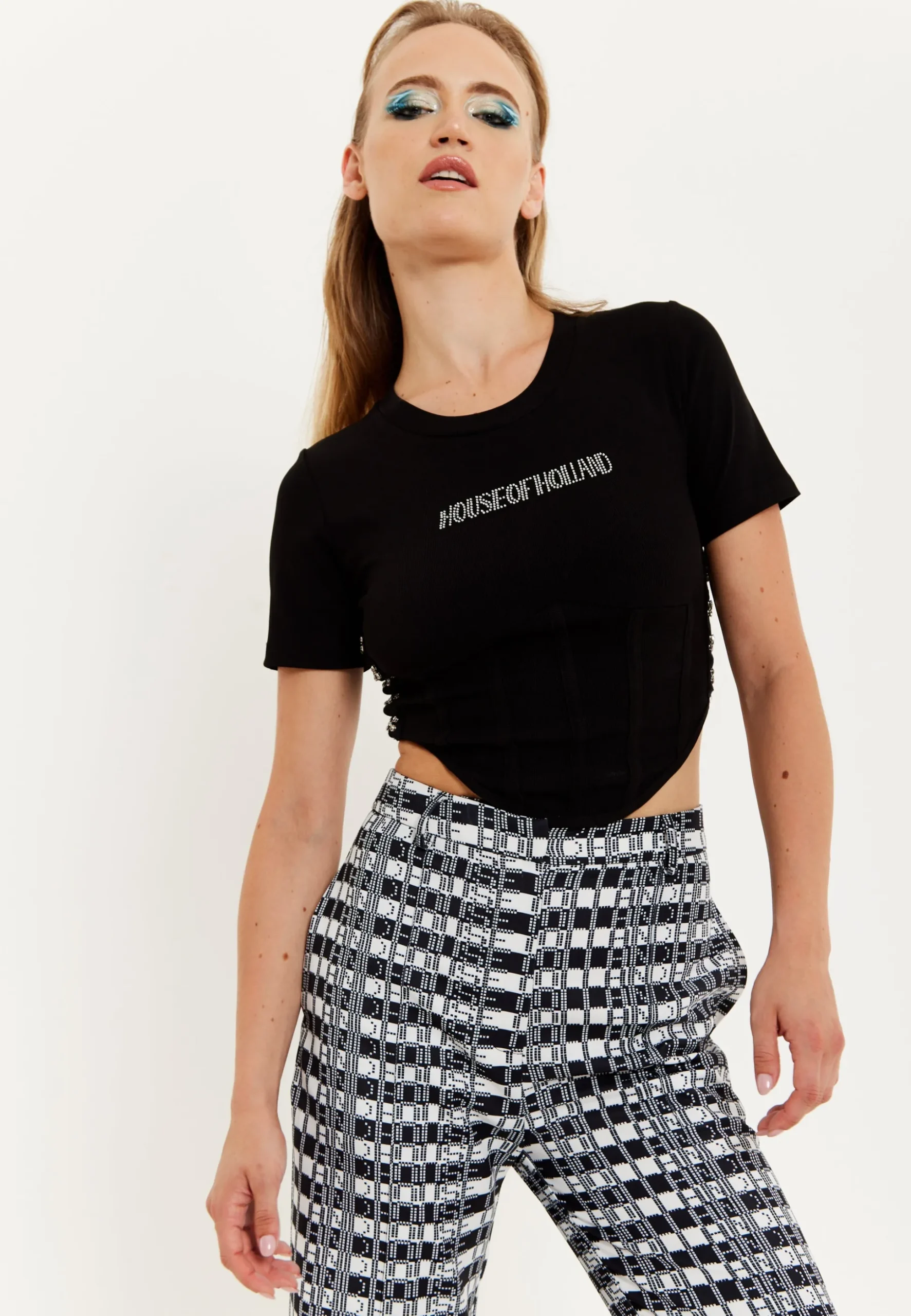 House Of Holland Corset Crop Top In Black
