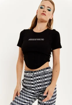 House Of Holland Corset Crop Top In Black