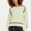 House of Holland Cream Jumper with Black Contrast Detail
