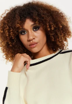 House of Holland Cream Jumper with Black Contrast Detail