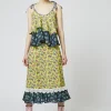 House of Holland Crepe Ditsy Frill Hem Midi Skirt