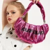 House Of Holland Crinkle Shoulder And Crossbody Bag Fuschia Pink