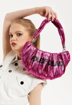 House Of Holland Crinkle Shoulder And Crossbody Bag Fuschia Pink
