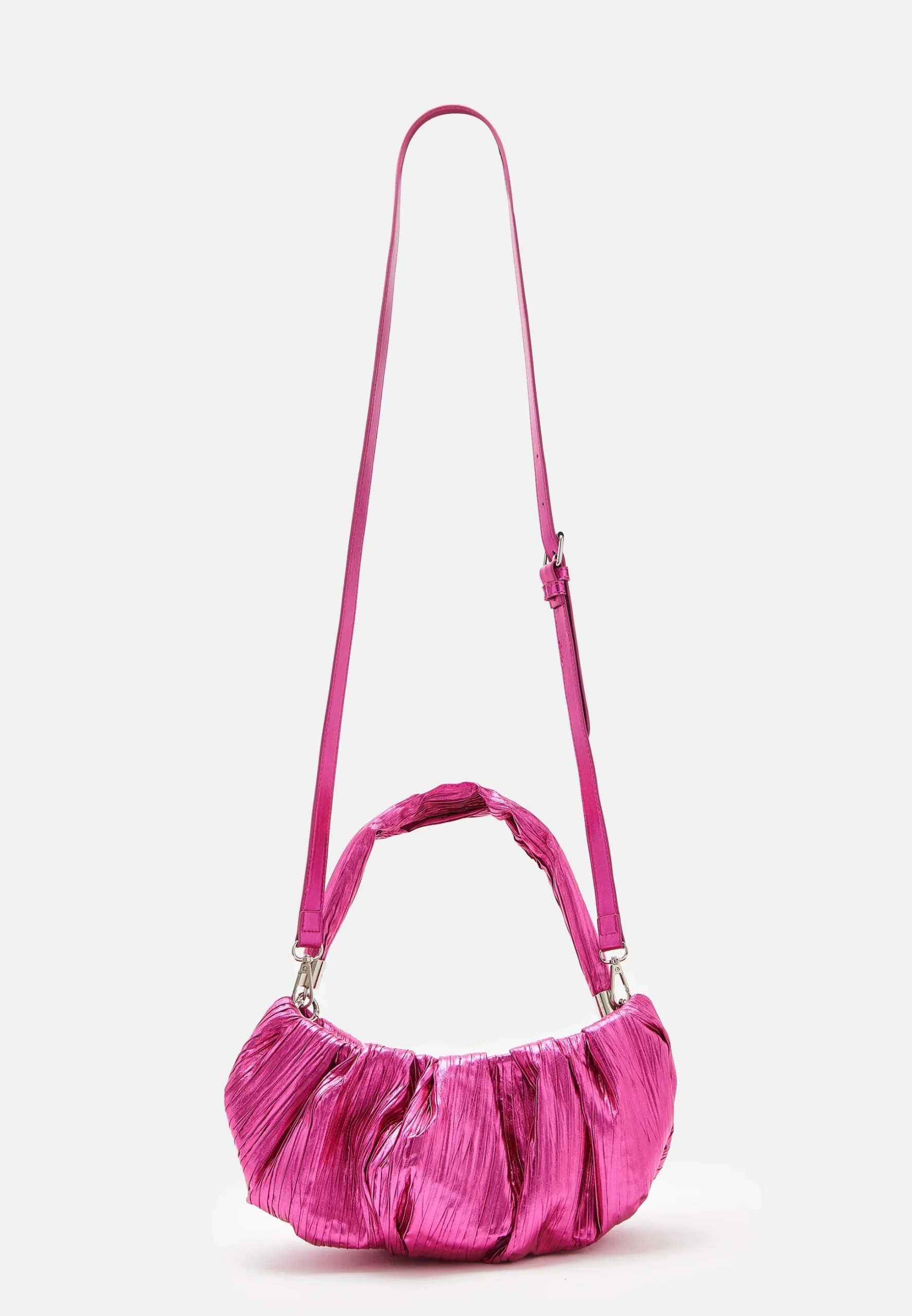 House Of Holland Crinkle Shoulder And Crossbody Bag Fuschia Pink