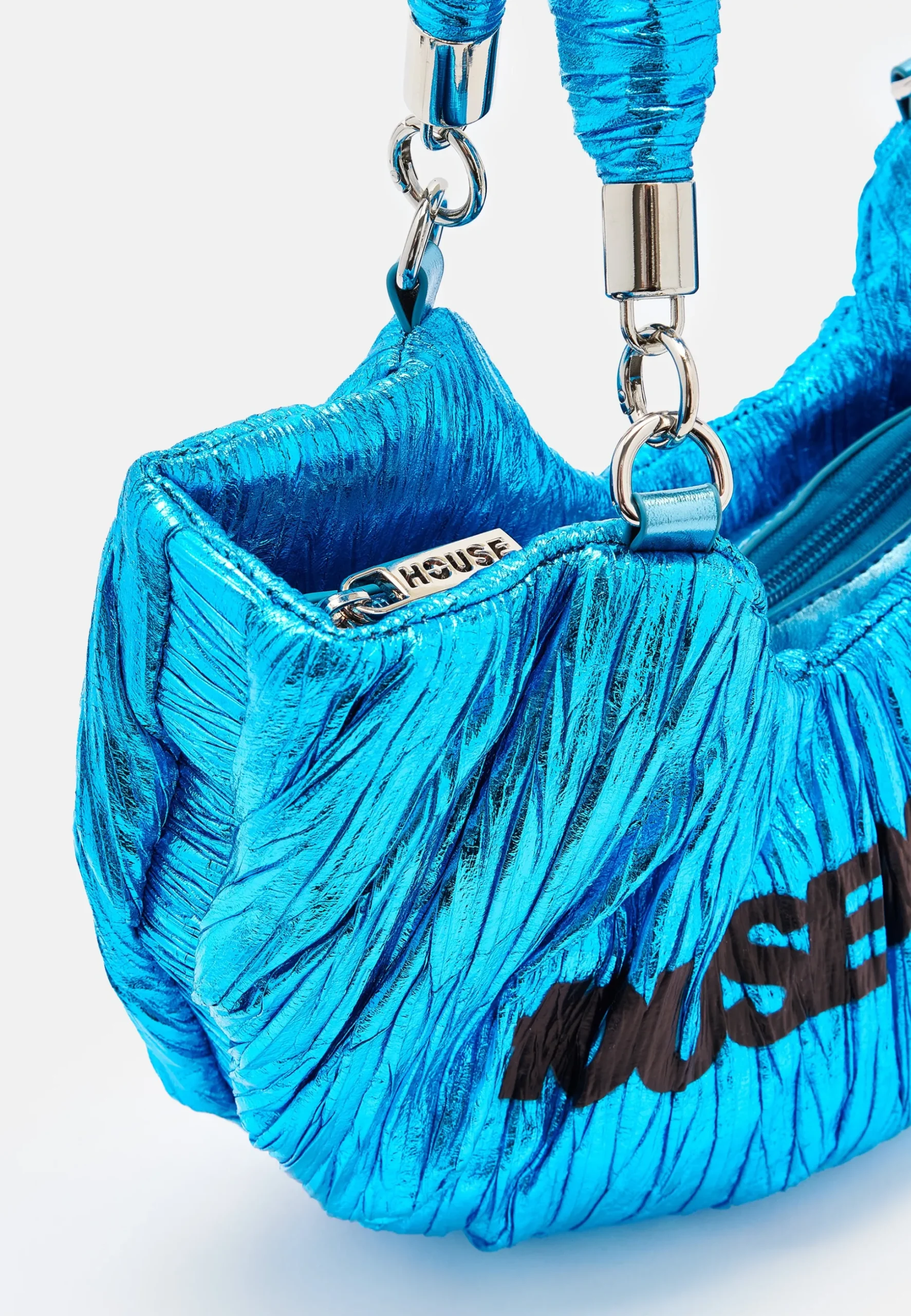 House Of Holland Crinkle Shoulder And Crossbody Bag Blue