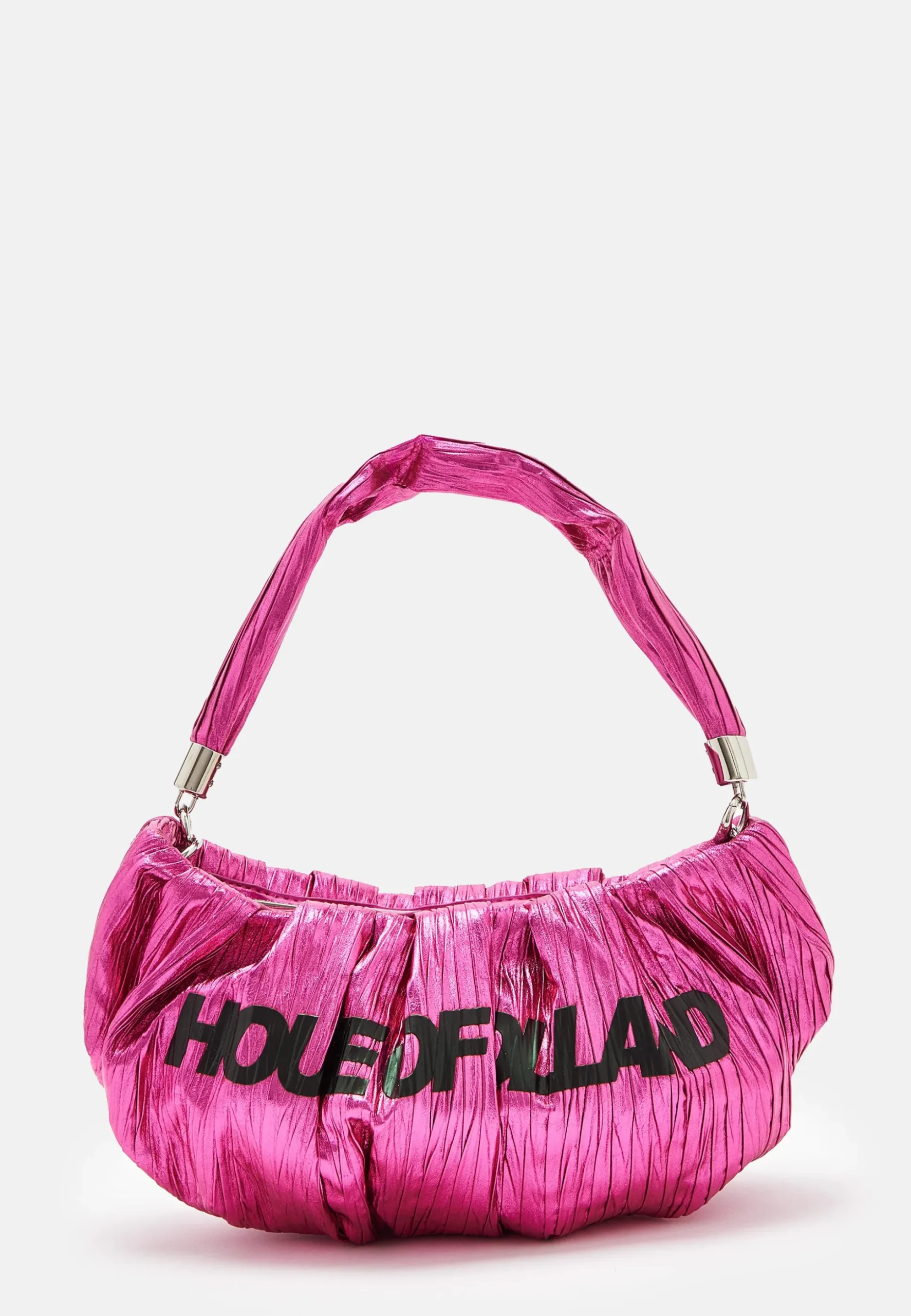 House Of Holland Crinkle Shoulder And Crossbody Bag Fuschia Pink