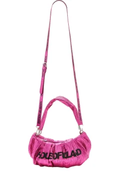 House Of Holland Crinkle Shoulder And Crossbody Bag Fuschia Pink