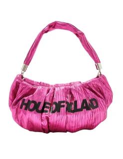 House Of Holland Crinkle Shoulder And Crossbody Bag Fuschia Pink