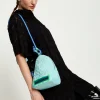House Of Holland Cross Body Bag With Quilted Logo In Blue Tones And Ro