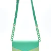 House Of Holland Cross Body Bag In Mint And Pistachio With A Logo Prin
