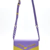 House Of Holland Cross Body Bag In Purple And Yellow With A Chain Deta